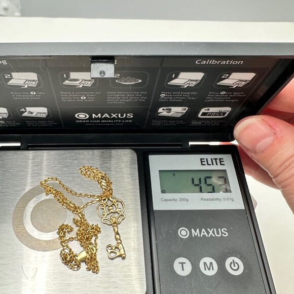 Vintage 14k Yellow Gold Filigree Large Key Pendant Necklace 18 Inch Chain - Picture 3 of 9